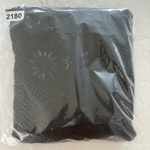 Pure silk sequined and beaded blouse Tie-side Embellished Sheer Black Blouse S - Picture 13 of 13